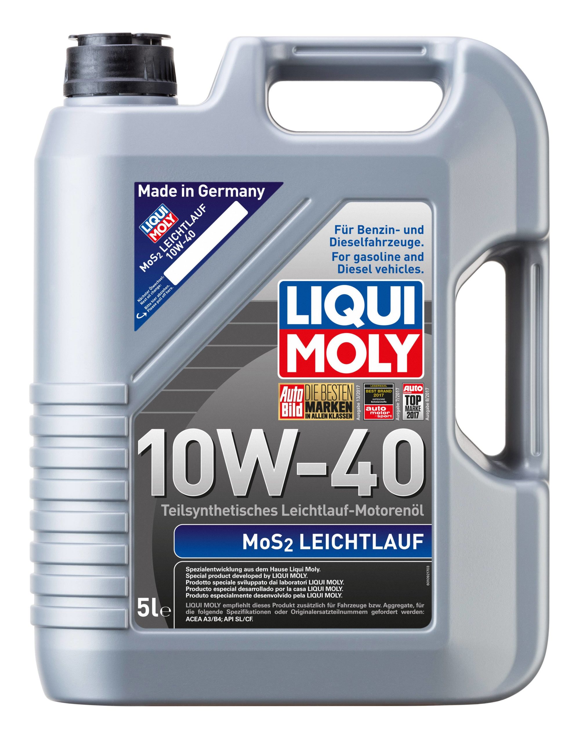 Масло моторное Liqui Moly MoS2 LeichtLauf 10/40 API SL/CF (5 л.)- Заказать.  Доставка. Отсрочка